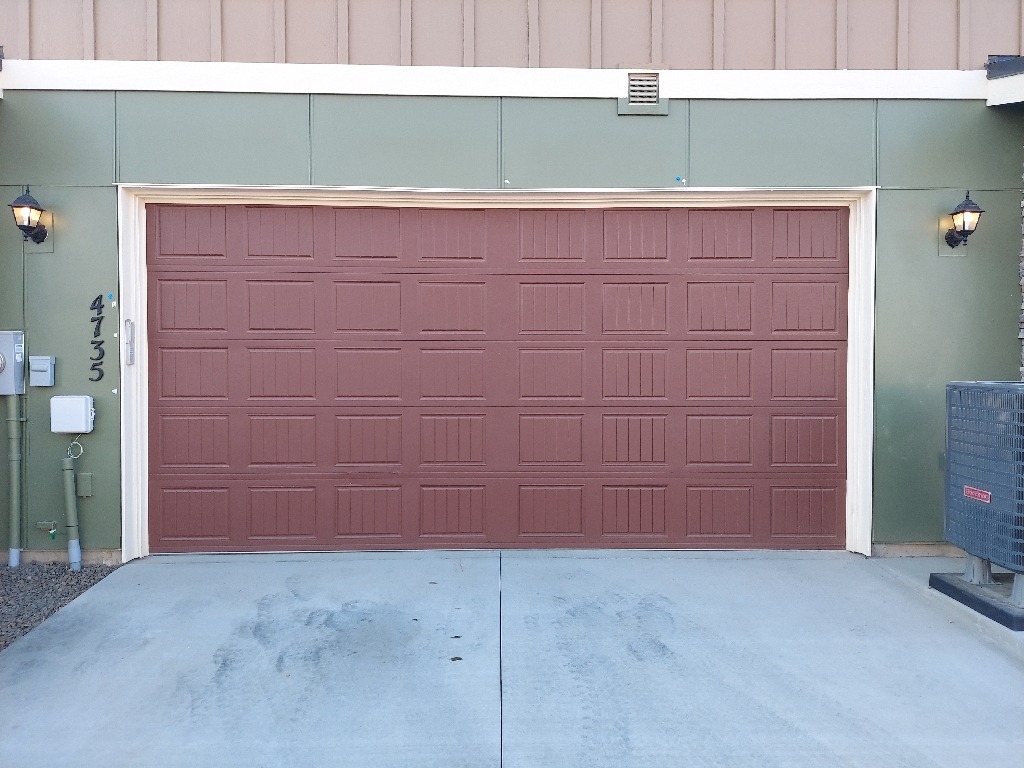 red garage door installed by Haney Door Service