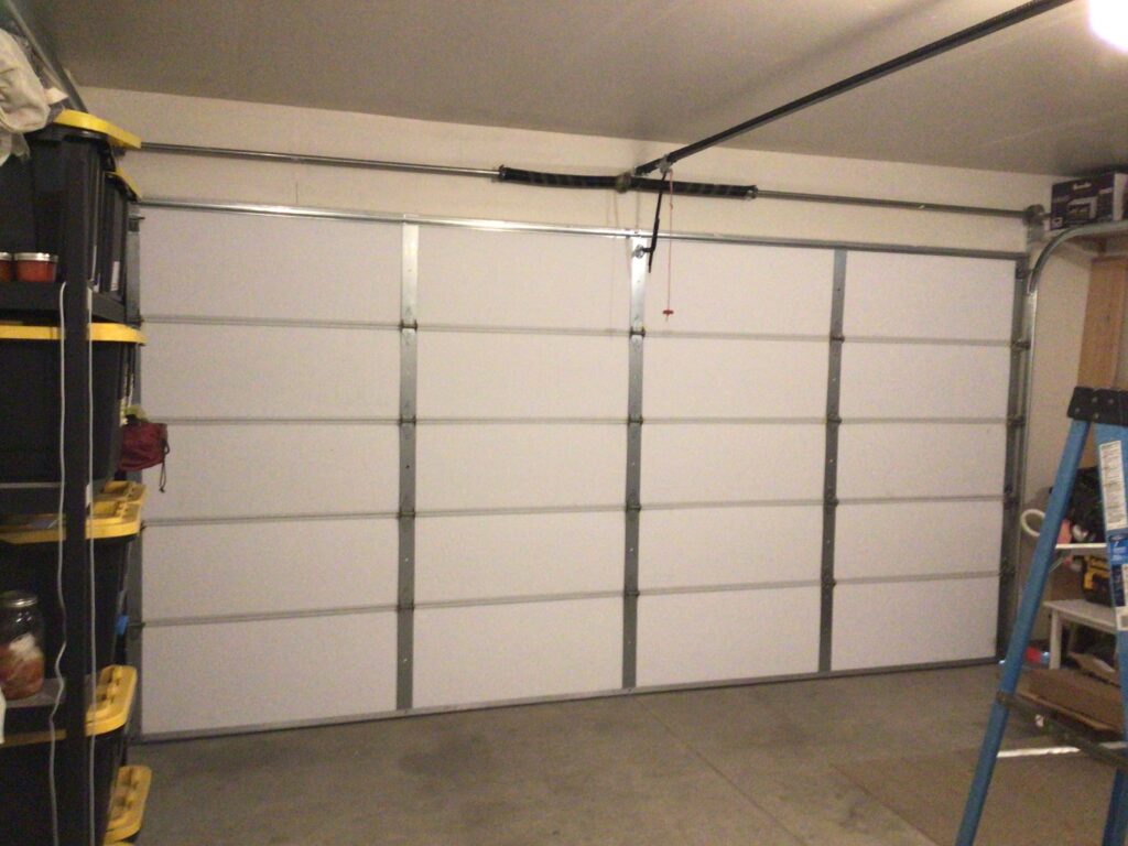 Inside view of a completed garage door installation 